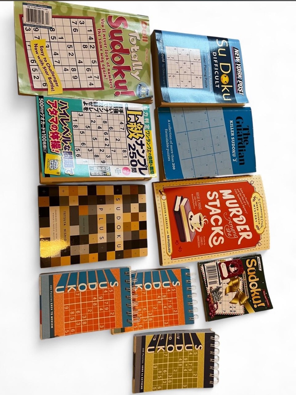 Assorted Sudoku & Puzzle Book Collection - Blue, Orange, Green Covers